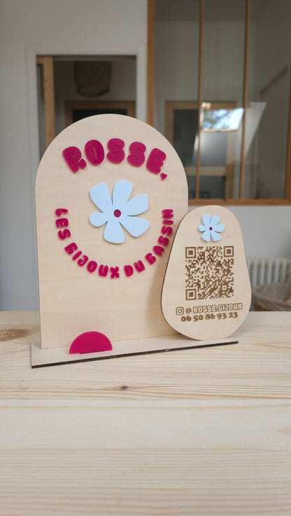 Panneau QR Code réseaux sociaux + carte de visite