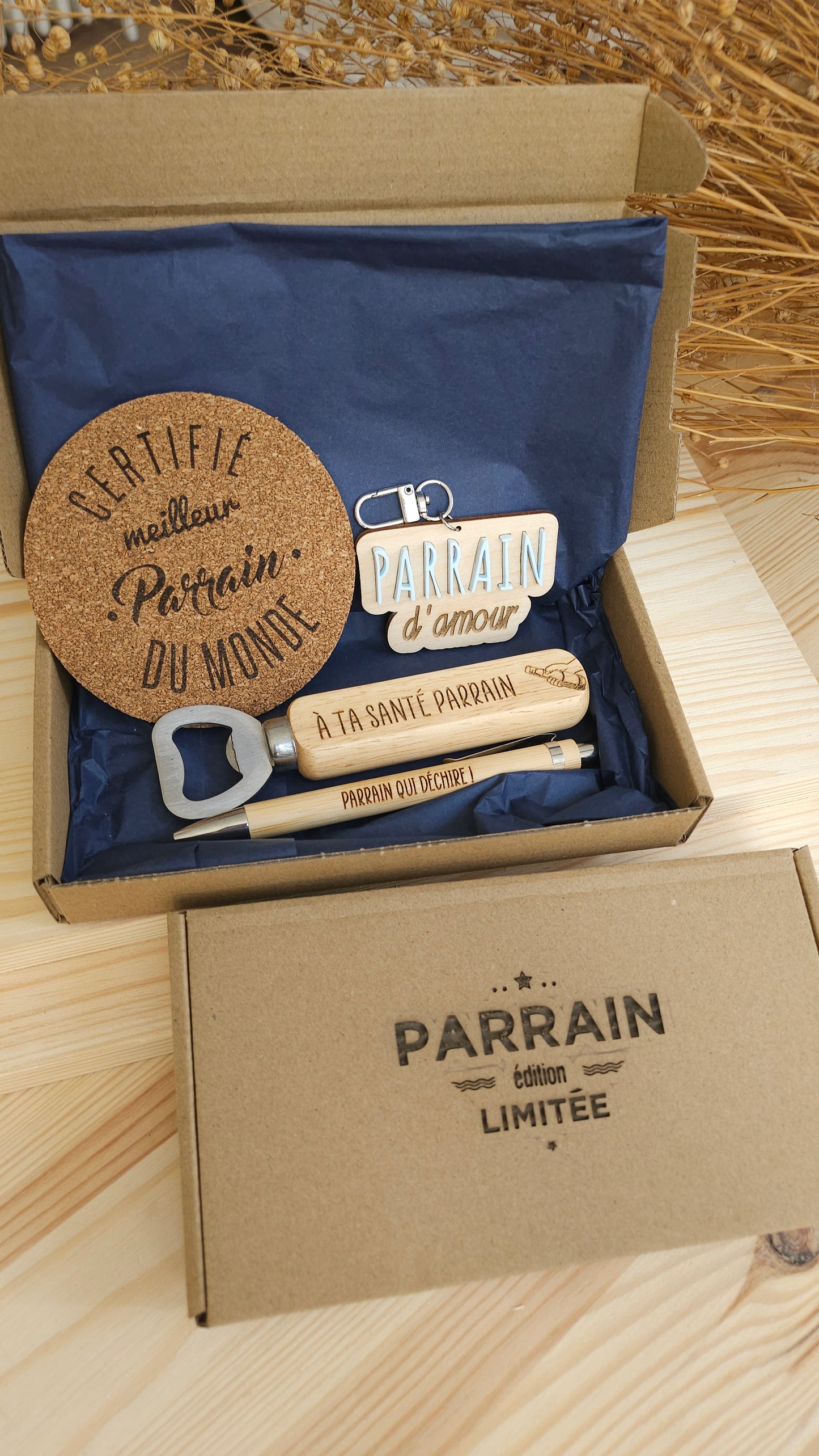 Box Cadeau Parrain & Marraine Personnalisée – Cadeau Baptême Original et Unique
