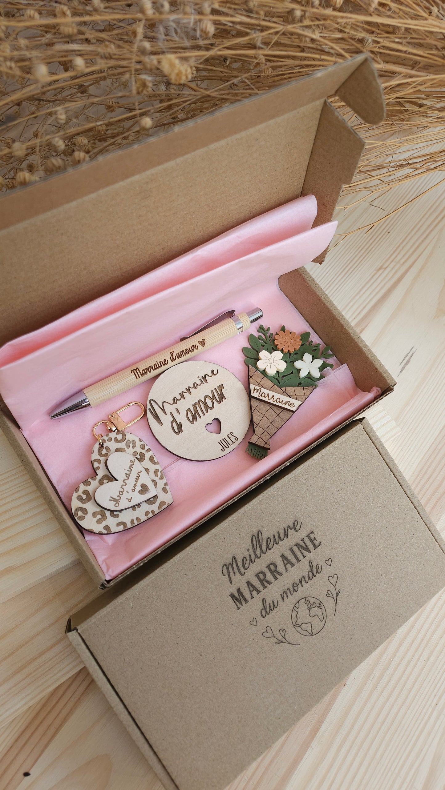 Box Cadeau Parrain & Marraine Personnalisée – Cadeau Baptême Original et Unique
