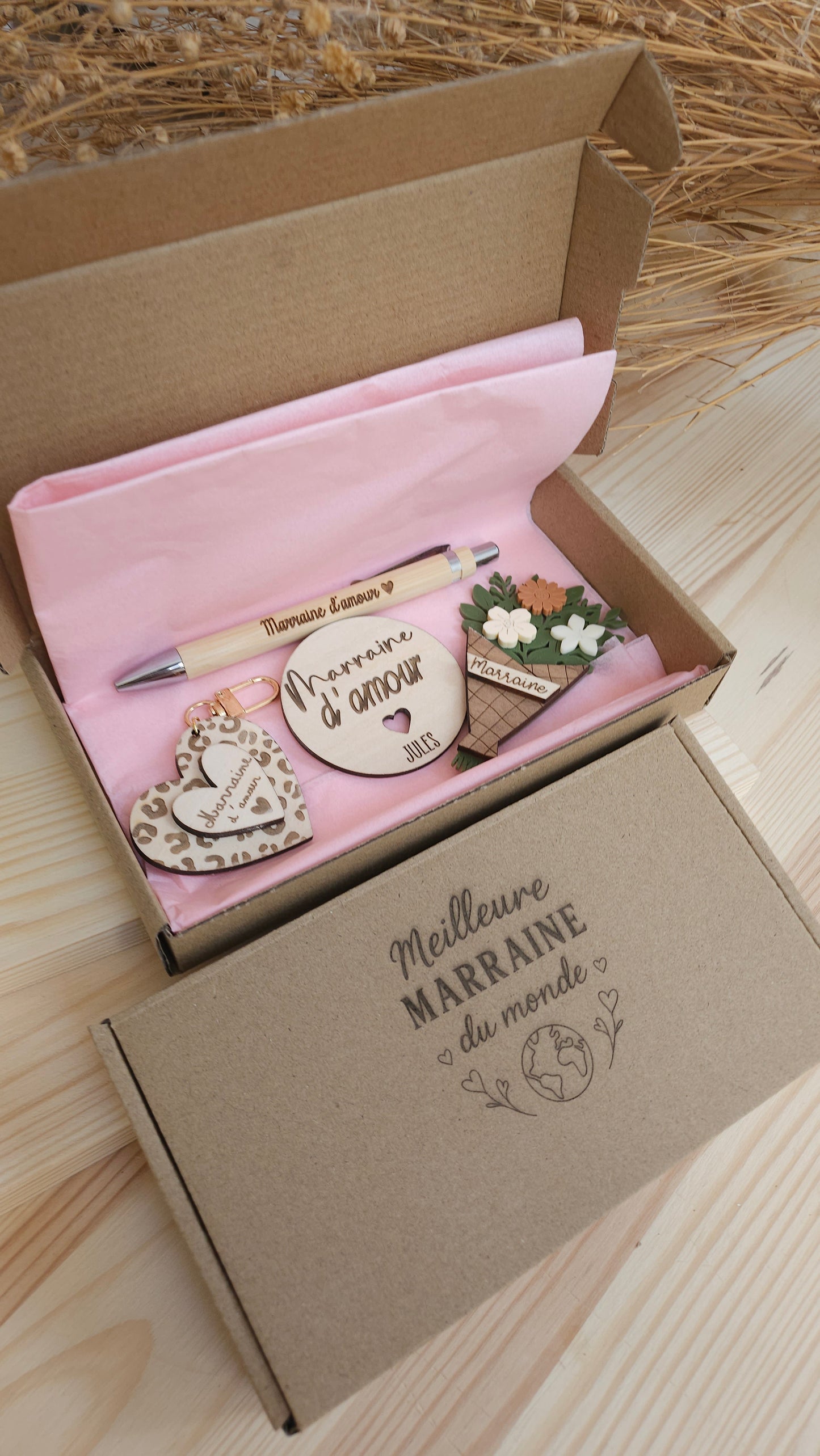 Box Cadeau Parrain & Marraine Personnalisée – Cadeau Baptême Original et Unique
