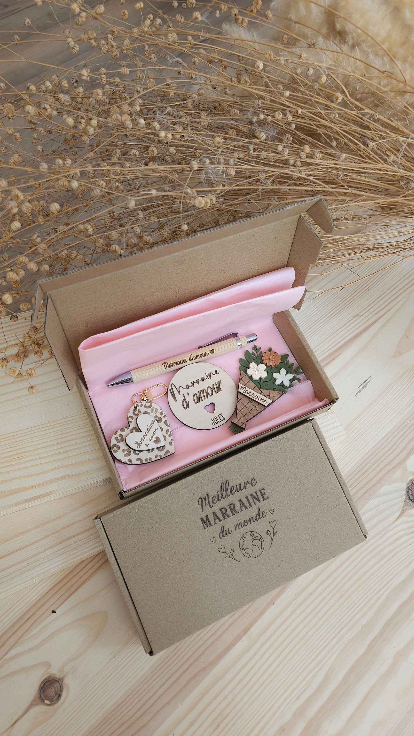Box Cadeau Parrain & Marraine Personnalisée – Cadeau Baptême Original et Unique