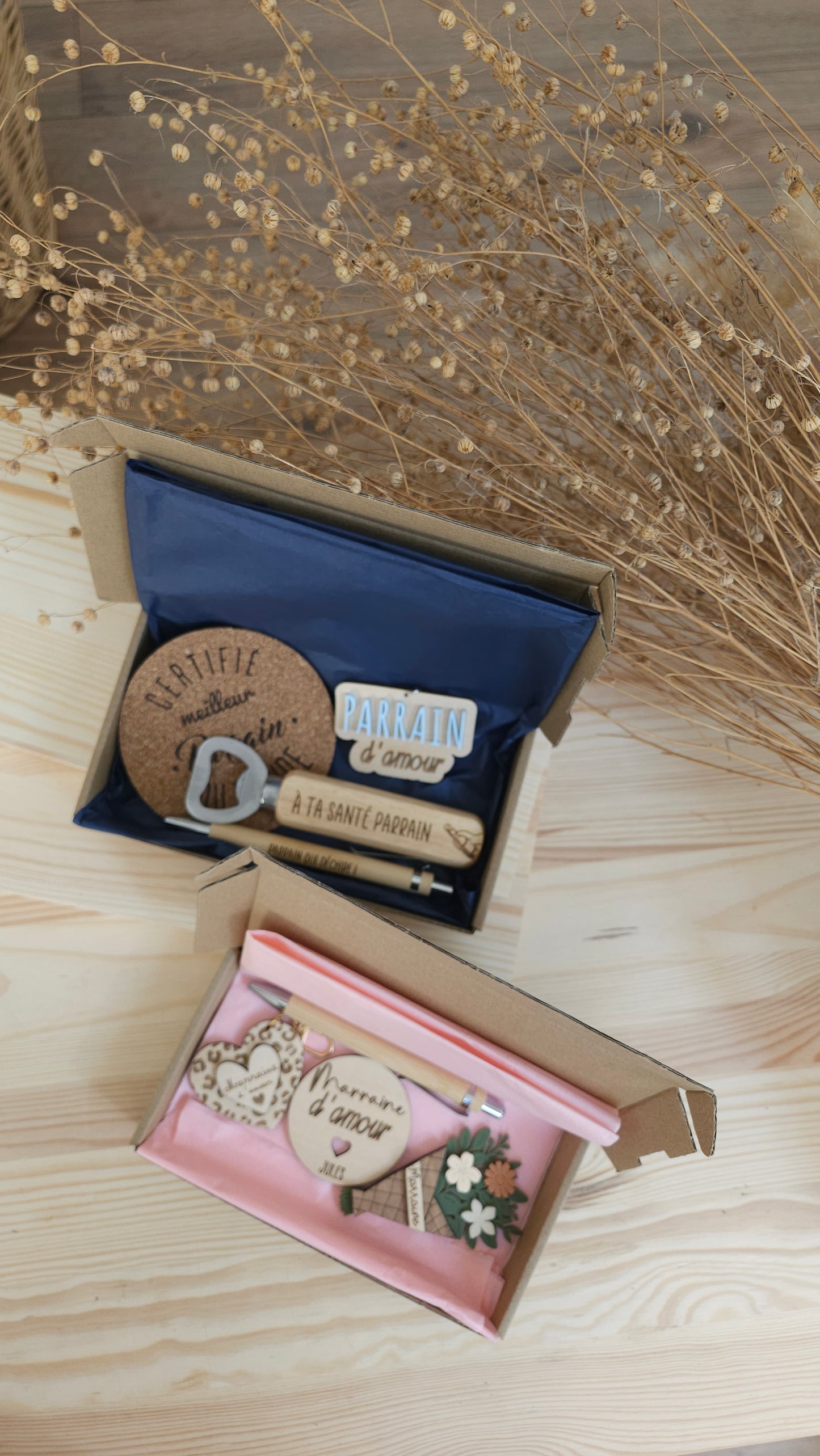Box Cadeau Parrain & Marraine Personnalisée – Cadeau Baptême Original et Unique