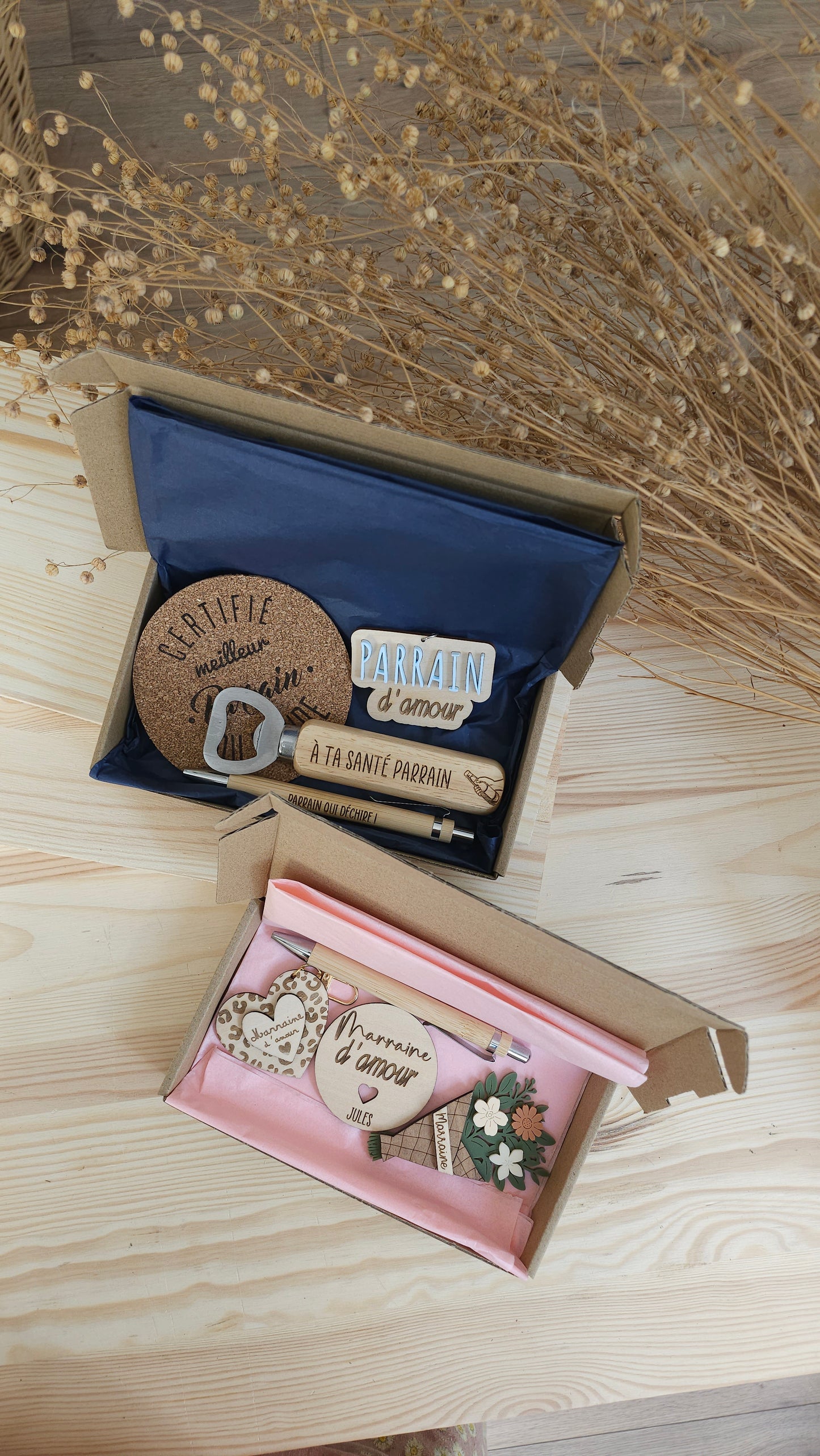 Box Cadeau Parrain & Marraine Personnalisée – Cadeau Baptême Original et Unique
