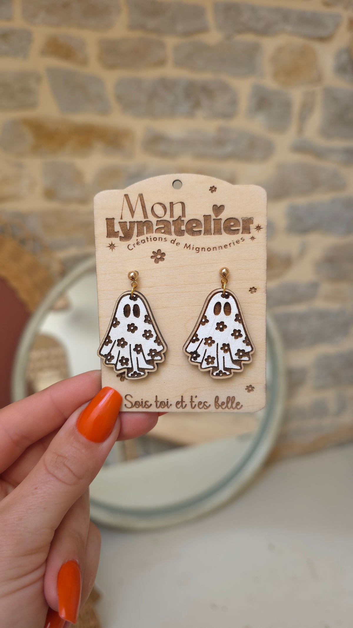 Boucles d’oreilles fantôme fleuri 🌸👻