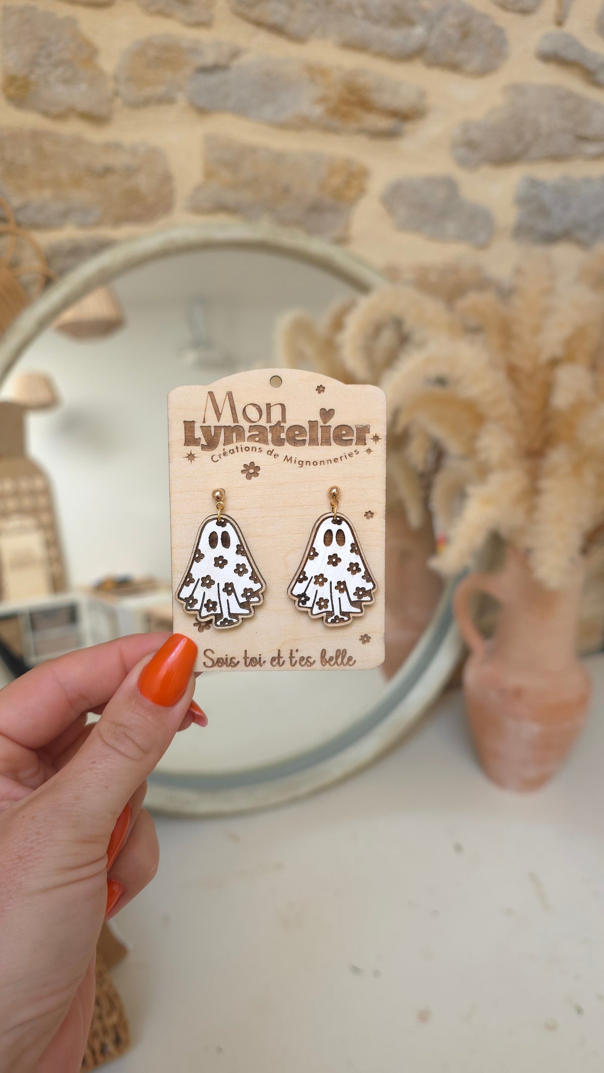 Boucles d’oreilles fantôme fleuri 🌸👻