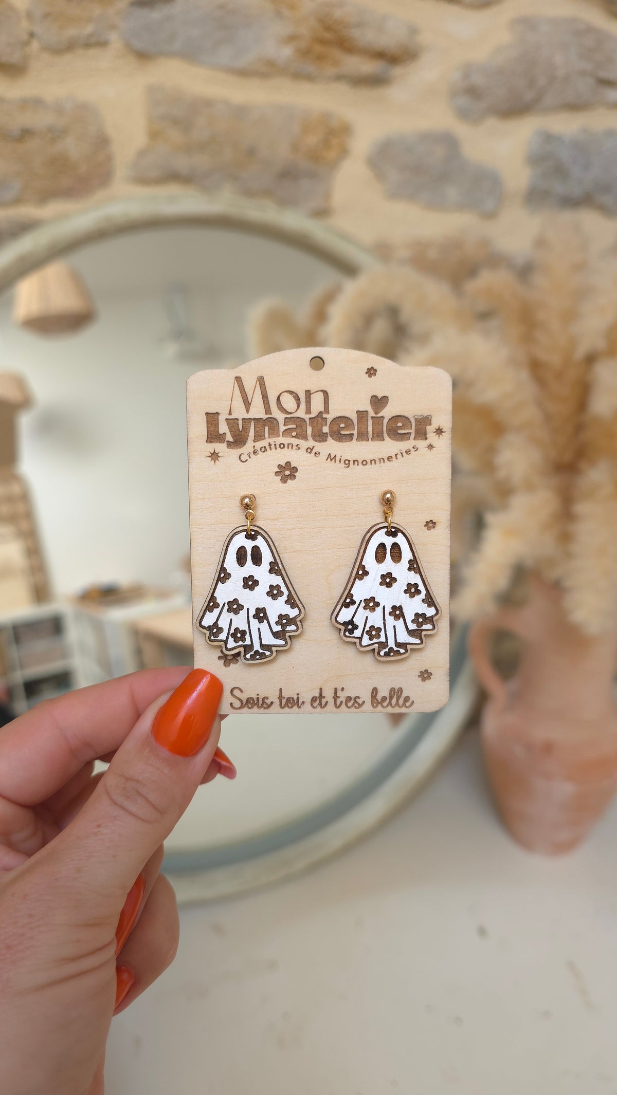 Boucles d’oreilles fantôme fleuri 🌸👻