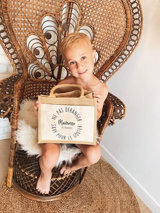 Sac cabas en toile de jute – Cadeau de fin d’année pour maîtresse, Atsem