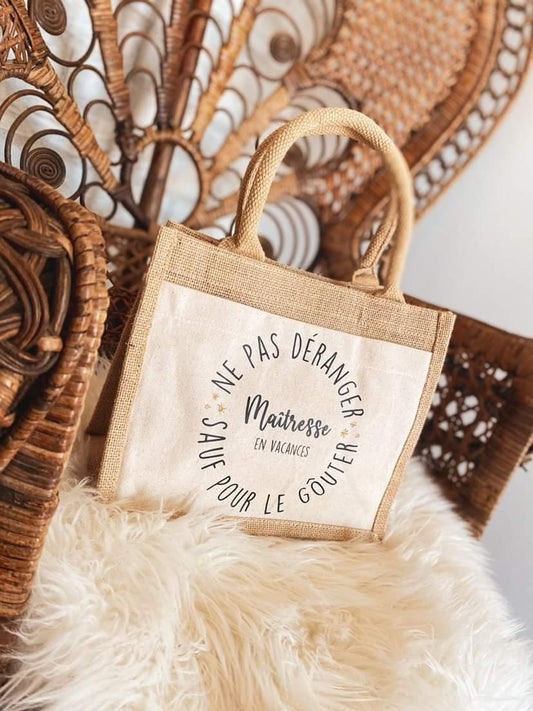 Sac cabas en toile de jute – Cadeau de fin d’année pour maîtresse, Atsem