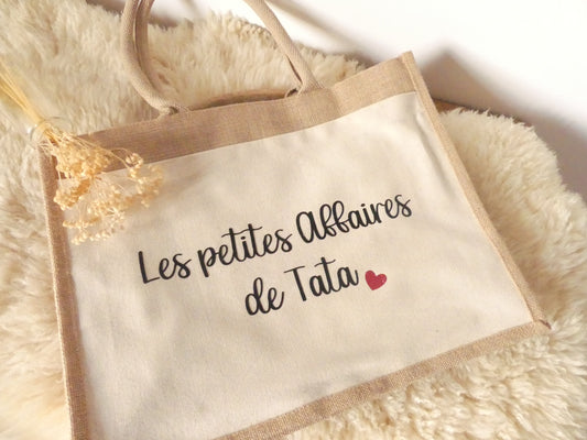 Sac cabas en toile de jute – Pour une tata