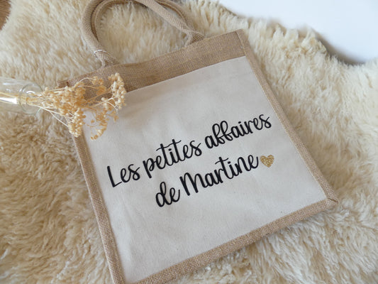Sac cabas en toile de jute – Les petites affaires de... (personnalisable)