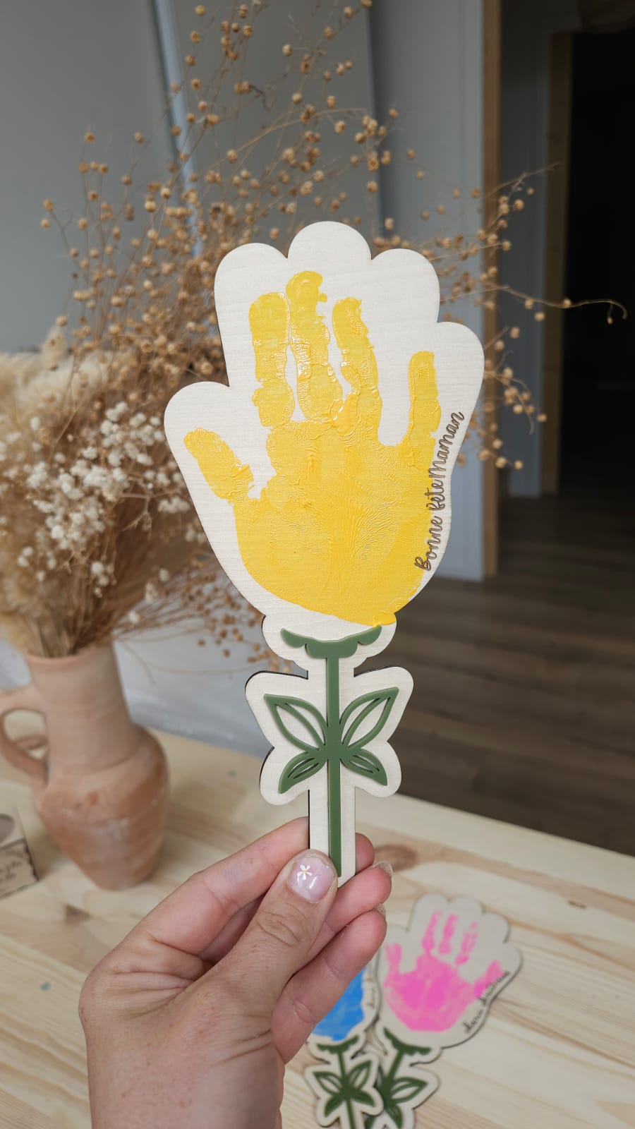 Fleur en bois à peindre – Cadeau fête des Mamans