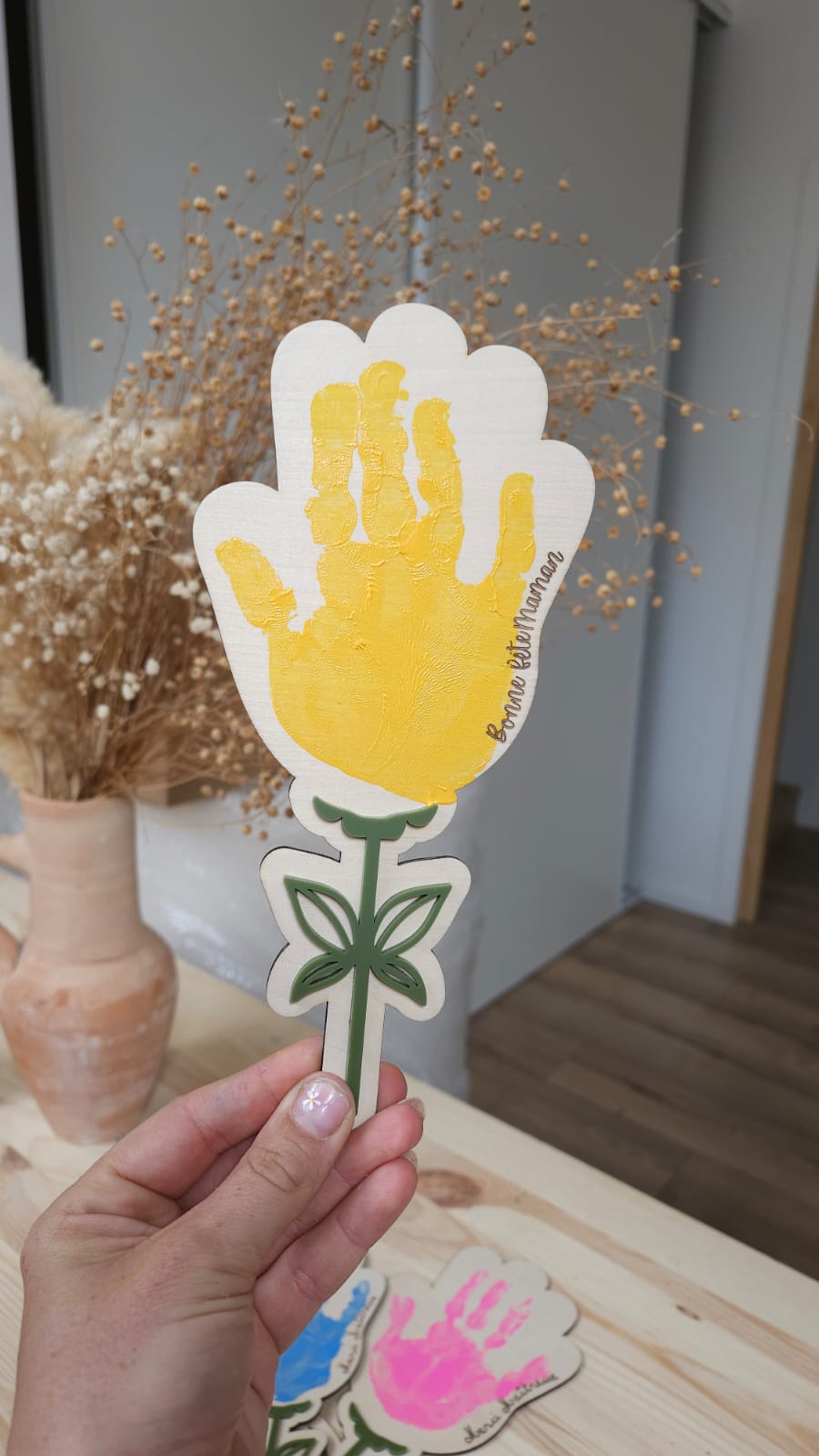 Fleur en bois à peindre – Cadeau fête des Mamans