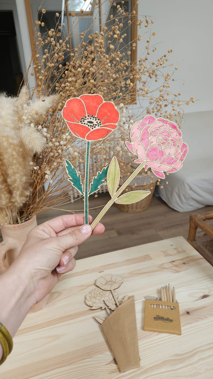 Fleurs à colorier – Cadeau Fin d'année - Nounou - Atsem - Maîtresse - Maman