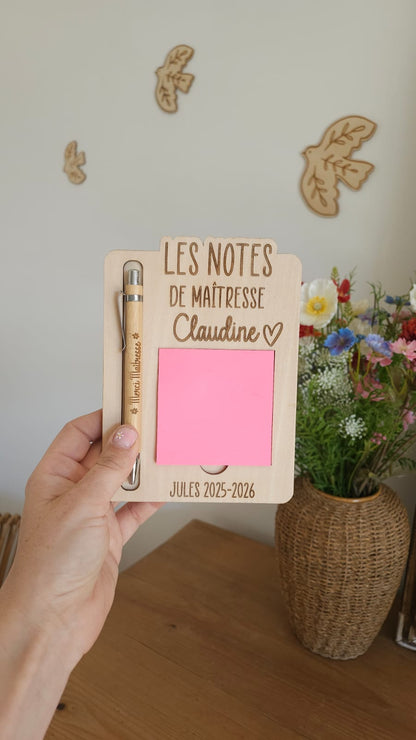 Support post-it personnalisé, bloc note -Bloc-notes personnalisé – Cadeau maîtresse, ATSEM ou nounou