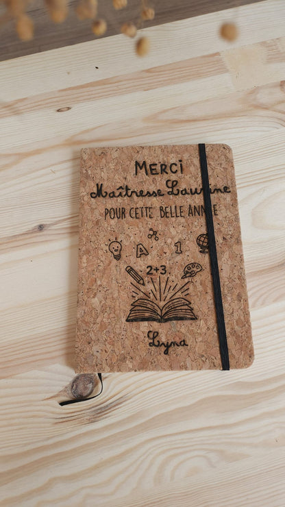 Carnet en liège - Maîtresse - Maître - Atsem