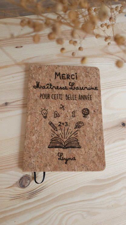 Carnet en liège - Maîtresse - Maître - Atsem