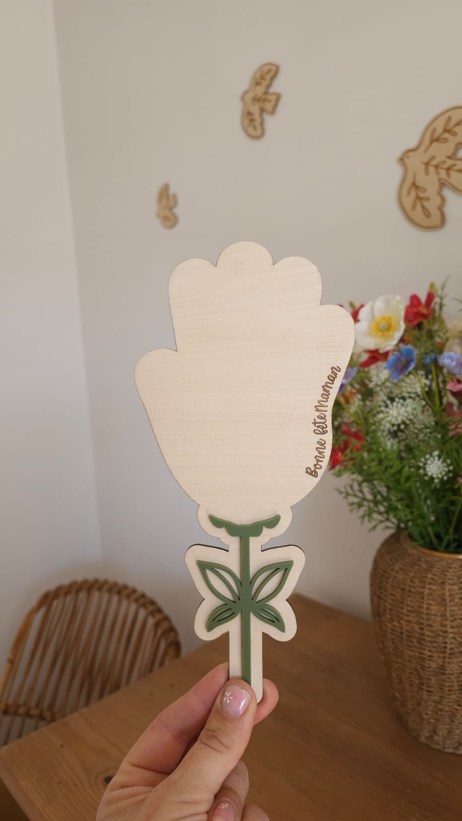 Fleur en bois à peindre – Cadeau Fête des Maman