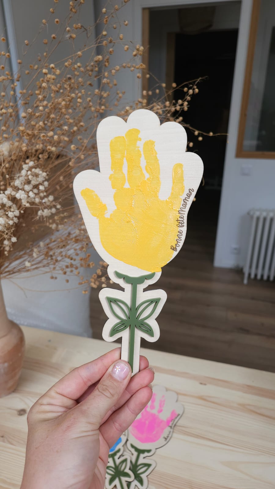 Fleur en bois à peindre – Cadeau Fête des Maman