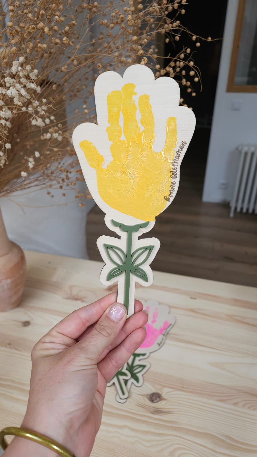 Fleur en bois à peindre – Cadeau Fête des Maman