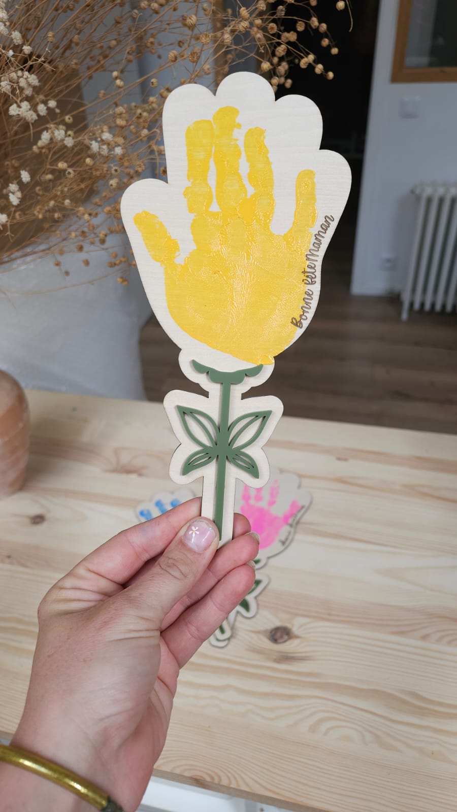 Fleur en bois à peindre – Cadeau Fête des Maman
