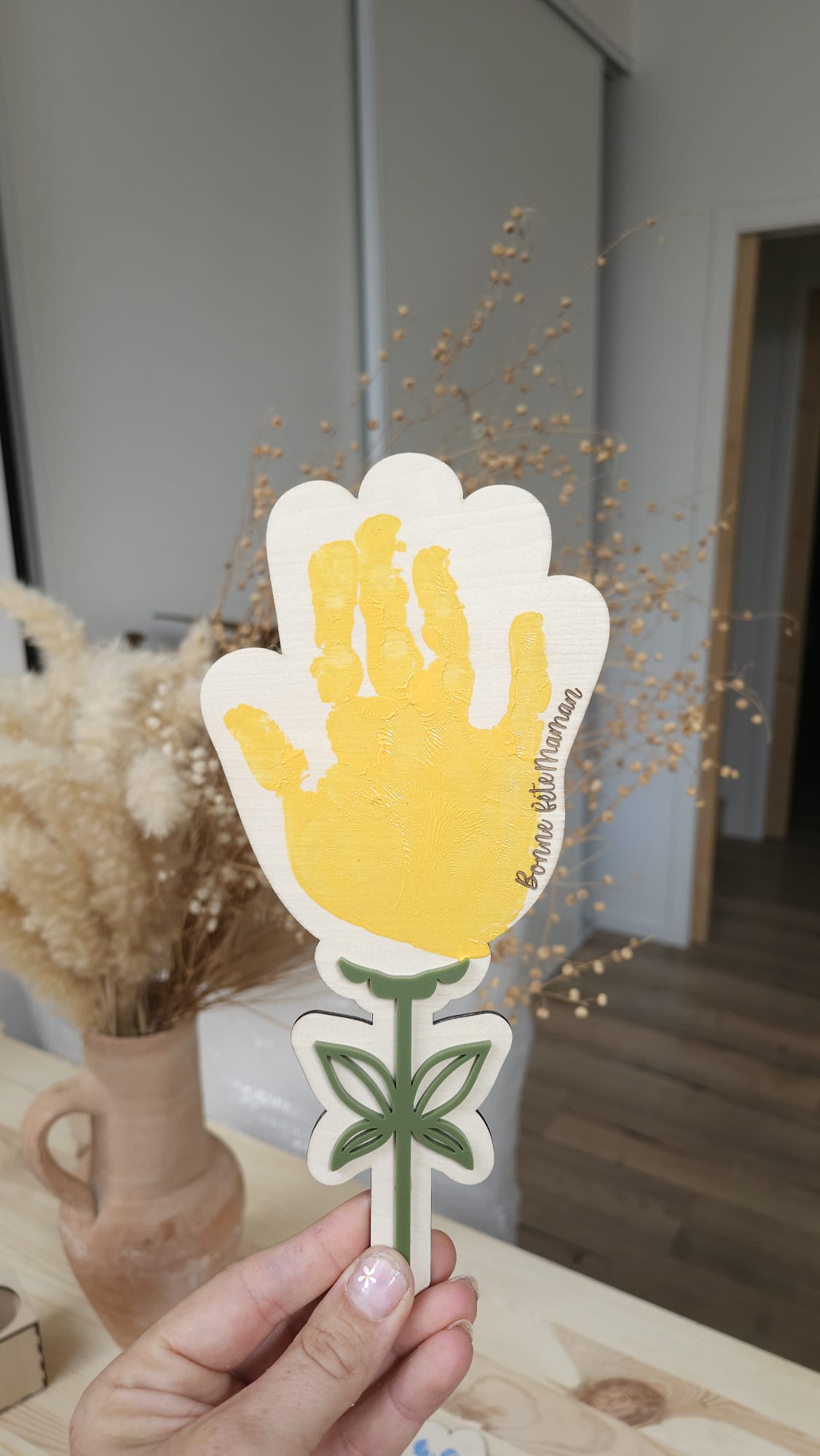 Fleur en bois à peindre – Cadeau Fête des Maman