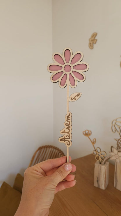 fleur en bois - fin d'année - Maîtresse - atsem - cadeau personnalisé- nounou