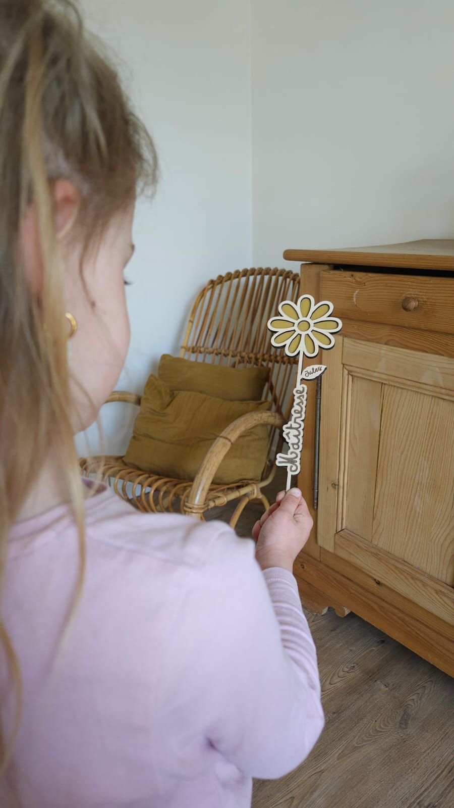 fleur en bois - fin d'année - Maîtresse - atsem - cadeau personnalisé- nounou