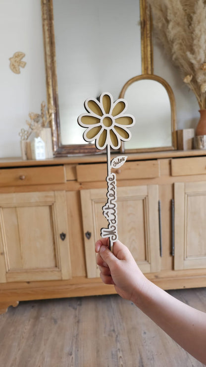 fleur en bois - fin d'année - Maîtresse - atsem - cadeau personnalisé- nounou
