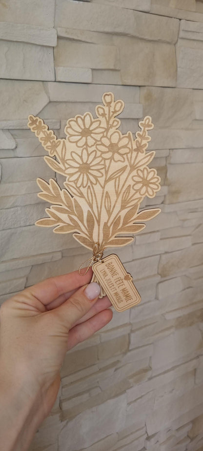 Bouquet de fleur en bois personnalisé - Fête des mamies - Mamies - Les petits coeurs à mamie - Les amours à mamie - cadeau mamie