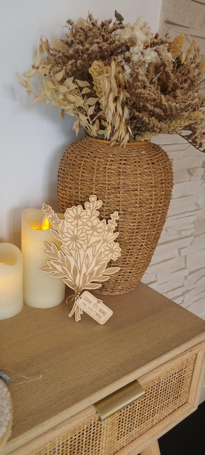 Bouquet de fleur en bois personnalisé - Fête des mamies - Mamies - Les petits coeurs à mamie - Les amours à mamie - cadeau mamie