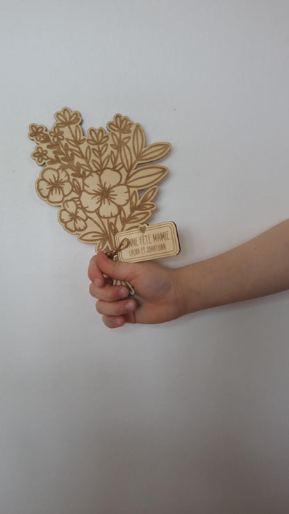 Bouquet de fleur en bois personnalisé - Fête des mamies - Mamies - Les petits coeurs à mamie - Les amours à mamie - cadeau mamie
