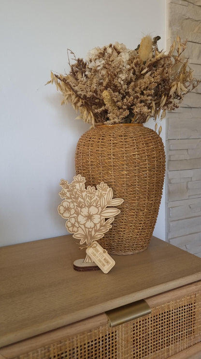 Bouquet de fleur en bois personnalisé - Fête des mamies - Mamies - Les petits coeurs à mamie - Les amours à mamie - cadeau mamie