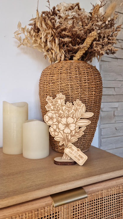 Bouquet de fleur en bois personnalisé - Fête des mamies - Mamies - Les petits coeurs à mamie - Les amours à mamie - cadeau mamie