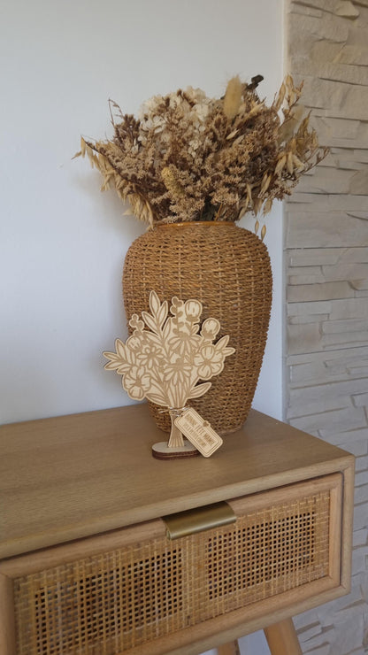 Bouquet de fleur en bois personnalisé - Fête des mamies - Mamies - Les petits coeurs à mamie - Les amours à mamie - cadeau mamie