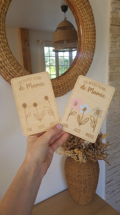 Carte postale en Bois Personnalisé - Fête des mamies - Mamies - Les petits coeurs à mamie - Les amours à mamie -