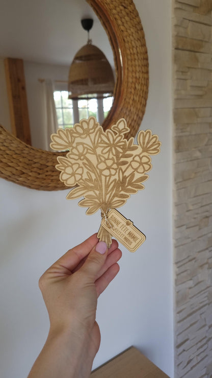 Bouquet de fleur en bois personnalisé - Fête des mamies - Mamies - Les petits coeurs à mamie - Les amours à mamie - cadeau mamie