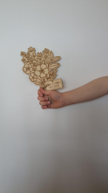 Bouquet de fleur en bois personnalisé - Fête des mamies - Mamies - Les petits coeurs à mamie - Les amours à mamie - cadeau mamie