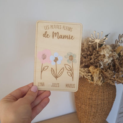 Carte postale en Bois Personnalisé - Fête des mamies - Mamies - Les petits coeurs à mamie - Les amours à mamie -