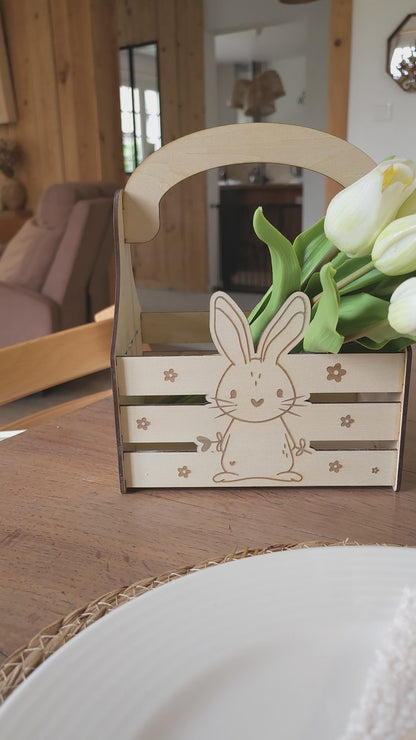 Panier de Pâques en bois personnalisé avec prénom